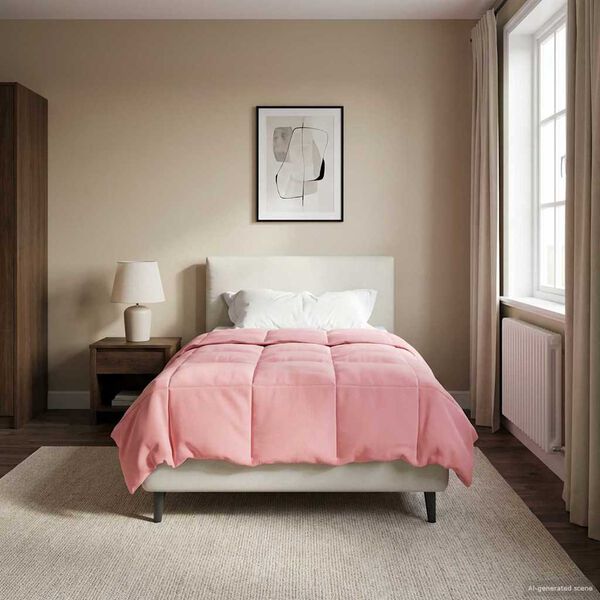 vidaXL Winter Dekbed Gekwilt Roze 135 x 200 cm Microfiber