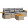 vidaXL 5-delige Loungeset met kussens poly rattan beige