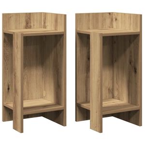 vidaXL Bijzettafels 2 st met plank 25,5x27x60 cm artisanaal eikenkleur