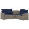 vidaXL Bankstel 5 st Grijs en Marineblauw Poly Rattan en Staal