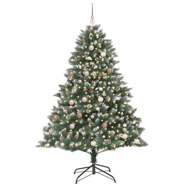 vidaXL Kunstkerstboom met 300 LED Groen 210 cm PVC en Plastic en Staal