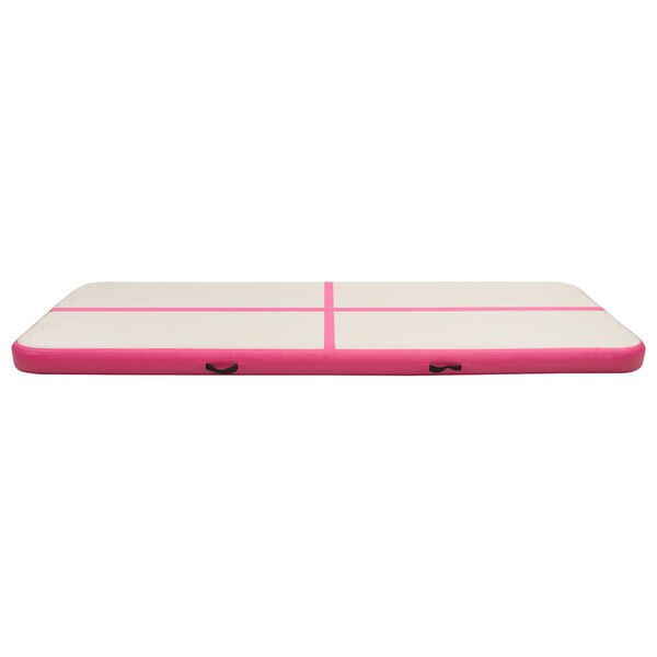 vidaXL Gymnastiekmat met pomp opblaasbaar 400x100x20 cm PVC roze