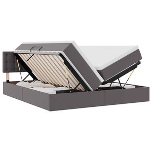 vidaXL Opbergbed met LED met hoofdeinde Grijs 180 x 200 cm Nep Leer