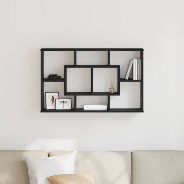 vidaXL Wandplank met plank Zwart Eiken 85 x 16 x 52,5 cm Bewerkt hout