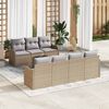 vidaXL Tuin Sofa Set 8 pcs Beige en Grijs Poly Riet en Staal en Glas