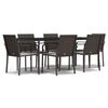 vidaXL 7-delige Tuinset met kussens poly rattan en staal