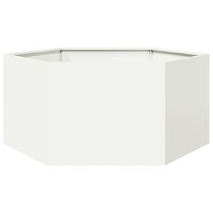 vidaXL Plantenbak zeshoek 104x90x45 cm staal wit