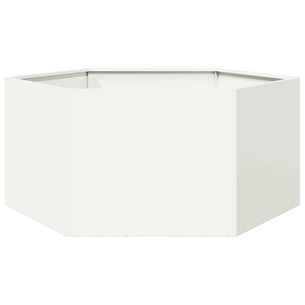vidaXL Plantenbak zeshoek 104x90x45 cm staal wit