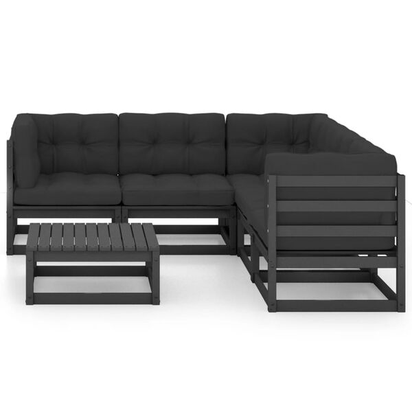 vidaXL 6-delige Loungeset met kussens massief grenenhout
