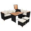 vidaXL 7-delige Loungeset met kussens poly rattan zwart