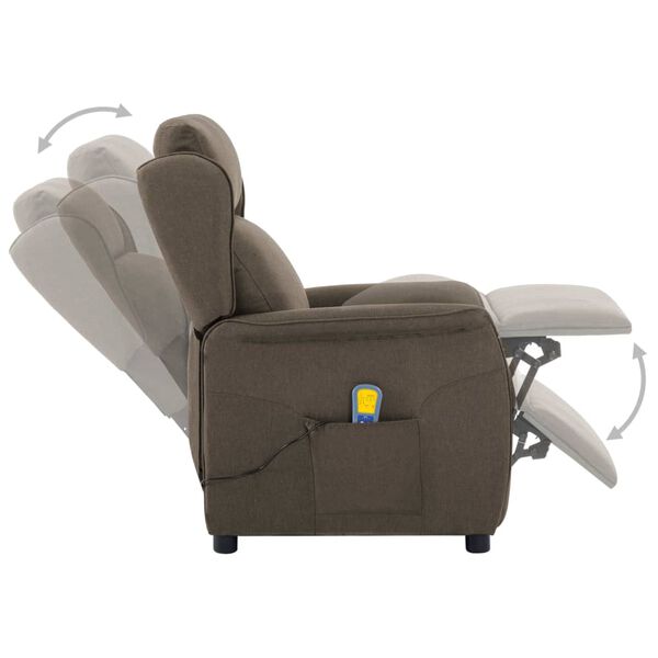 vidaXL Massagestoel elektrisch stof taupe