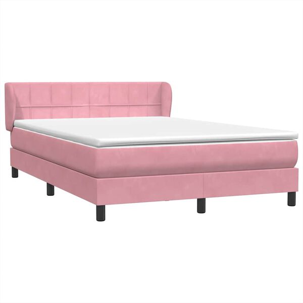 vidaXL Boxspring met matras fluweel roze 140x220 cm