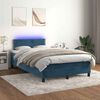 vidaXL Boxspring met matras en LED fluweel donkerblauw 120x190 cm
