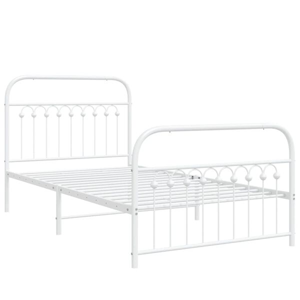vidaXL Bedframe met hoofd- en voeteneinde metaal wit 100x200 cm