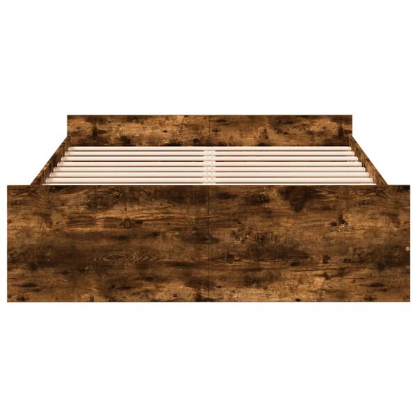 vidaXL Bedframe met lades bewerkt hout gerookt eikenkleurig 140x190 cm