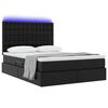 vidaXL Opbergbed met LED met matras Zwart 140 x 200 cm Nep Leer
