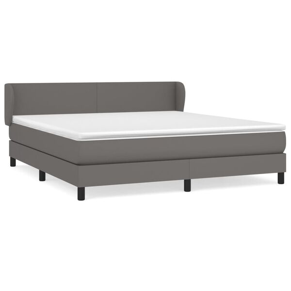 vidaXL Boxspring met matras kunstleer grijs 160x200 cm