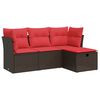 vidaXL 4-delige Loungeset met kussens poly rattan bruin