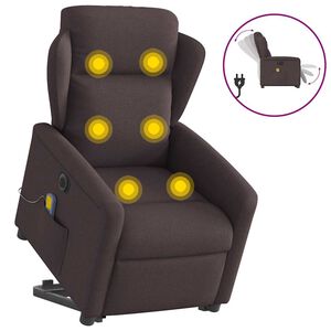 vidaXL Sta-op-massagestoel elektrisch verstelbaar stof donkerbruin