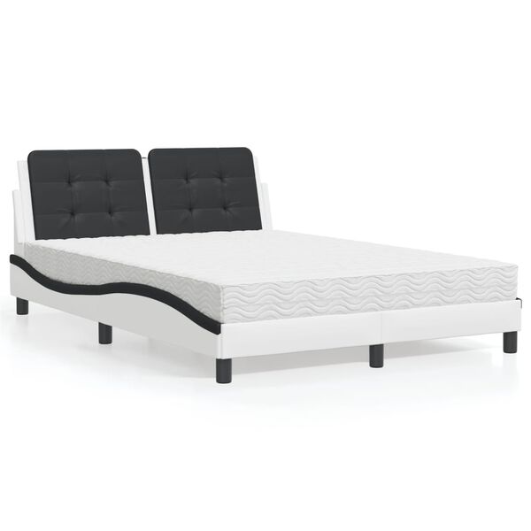vidaXL Bedframe zonder matras "Zadar" kunstleer wit en zwart 140x190 cm