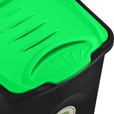 vidaXL Vuilnisbak met scharnierdeksel 50 L zwart en groen