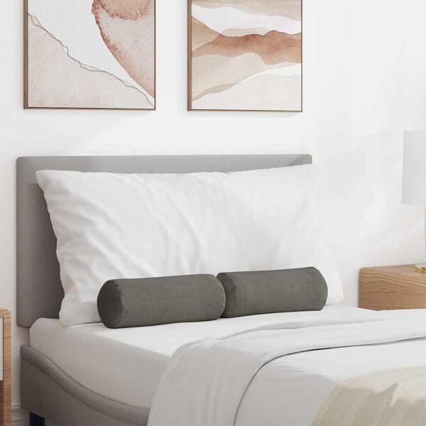 vidaXL Bolster Kussens 2 pcs Lichtgrijs &Oslash; 15 x 40 cm Katoen Stof