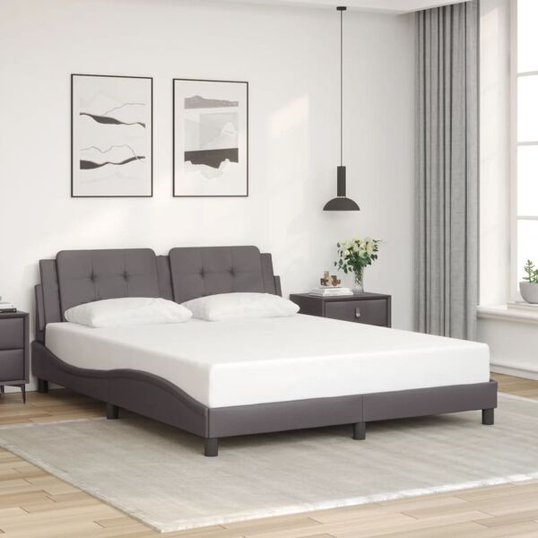 vidaXL Bedframe zonder matras "Zadar" kunstleer grijs 160x200 cm
