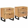 vidaXL Nachtkastje 2 pcs Naturel 40 x 33 x 46 cm Massief Mango Hout