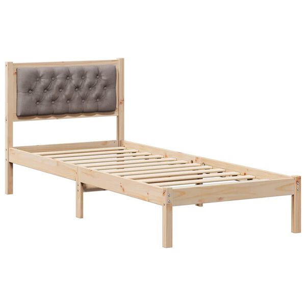 vidaXL Bedframe met hoofdeinde Taupe 90 x 190 cm Massief grenenhout