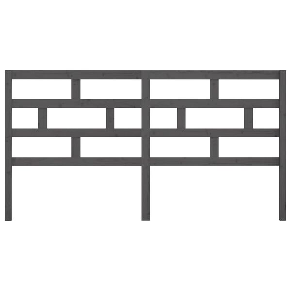 vidaXL Hoofdbord 206x4x100 cm massief grenenhout grijs