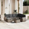 vidaXL 8-delige Loungeset met kussens poly rattan grijs