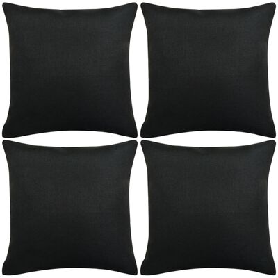 vidaXL Kussenhoezen 4 stuks linnen look zwart 80x80 cm