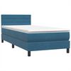 vidaXL Boxspring met matras fluweel donkerblauw 100x220 cm