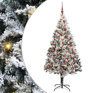 vidaXL Kunstkerstboom met 300 LED Wit 180 cm PVC en Staal en Kunststof