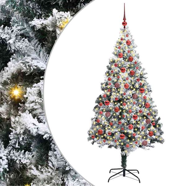vidaXL Kunstkerstboom met 300 LED Wit 180 cm PVC en Staal en Kunststof