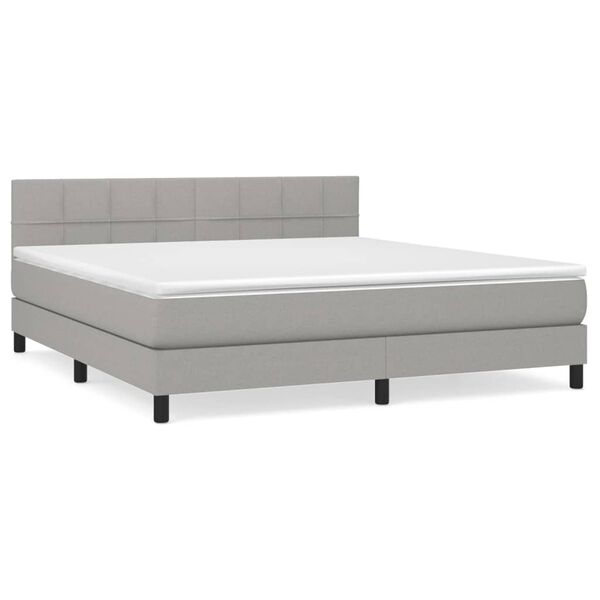 vidaXL Boxspring met matras stof lichtgrijs 180x200 cm