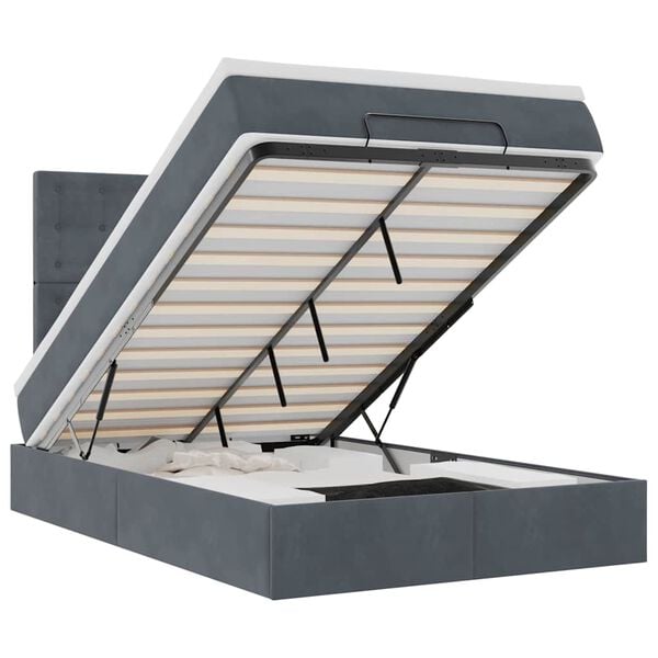 vidaXL Ottoman bed met matrassen 120x200cm fluweel donkergrijs
