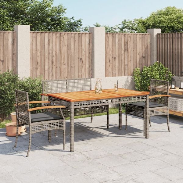 vidaXL 4-delige Tuinset met kussens poly rattan grijs