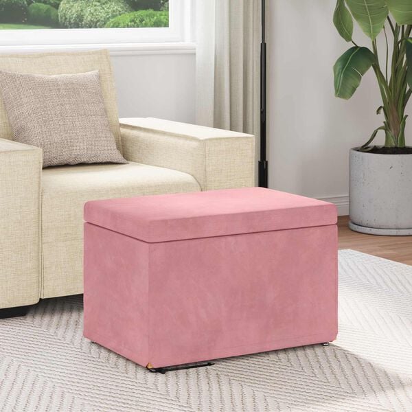 vidaXL Kruk Roze 61 x 41 x 40 cm Velvet en Gefabriceerd Hout