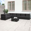 vidaXL 7-delige Loungeset met kussens poly rattan zwart