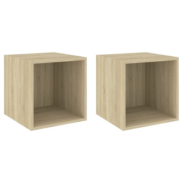 vidaXL Wandkasten 2 st 37x37x37 cm bewerkt hout sonoma eikenkleurig