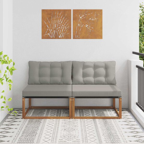 vidaXL 2 Stuk Buiten Midden Sofa Massief Acaciahout Naturel