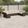 vidaXL 10-delige Loungeset met kussens poly rattan bruin
