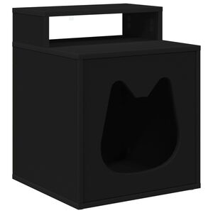 vidaXL Kattenhuis Zwart 42,5 x 40 x 53,5 cm Bewerkt hout
