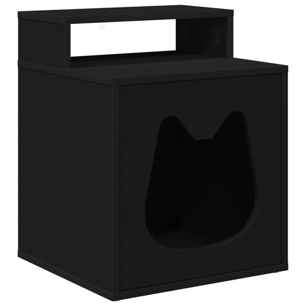 vidaXL Kattenhuis Zwart 42,5 x 40 x 53,5 cm Bewerkt hout
