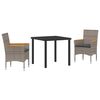 vidaXL Tuin eettafelset 3 pcs Grijs poly rattan