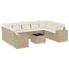 vidaXL 10-delige Loungeset met kussens poly rattan beige