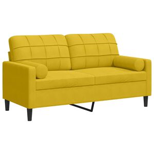 vidaXL Tweezitsbank met sierkussens 140 cm fluweel geel