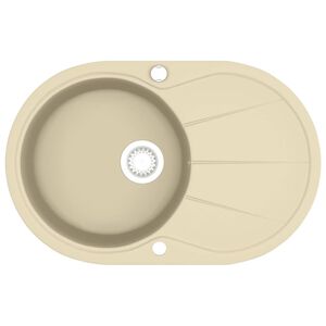 vidaXL Gootsteen enkele bak ovaal graniet beige