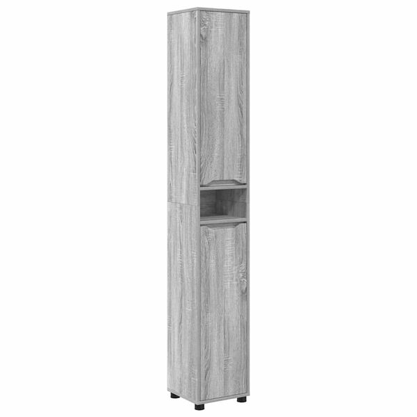 vidaXL Badkamer Kast Grijs Sonoma 30,5 x 30 x 195 cm Bewerkt hout